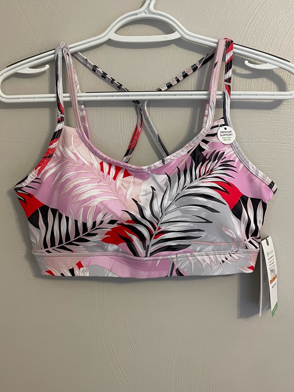GAIAM Shine Bra Eva Print Pale Mauve Size Medium New With Tags